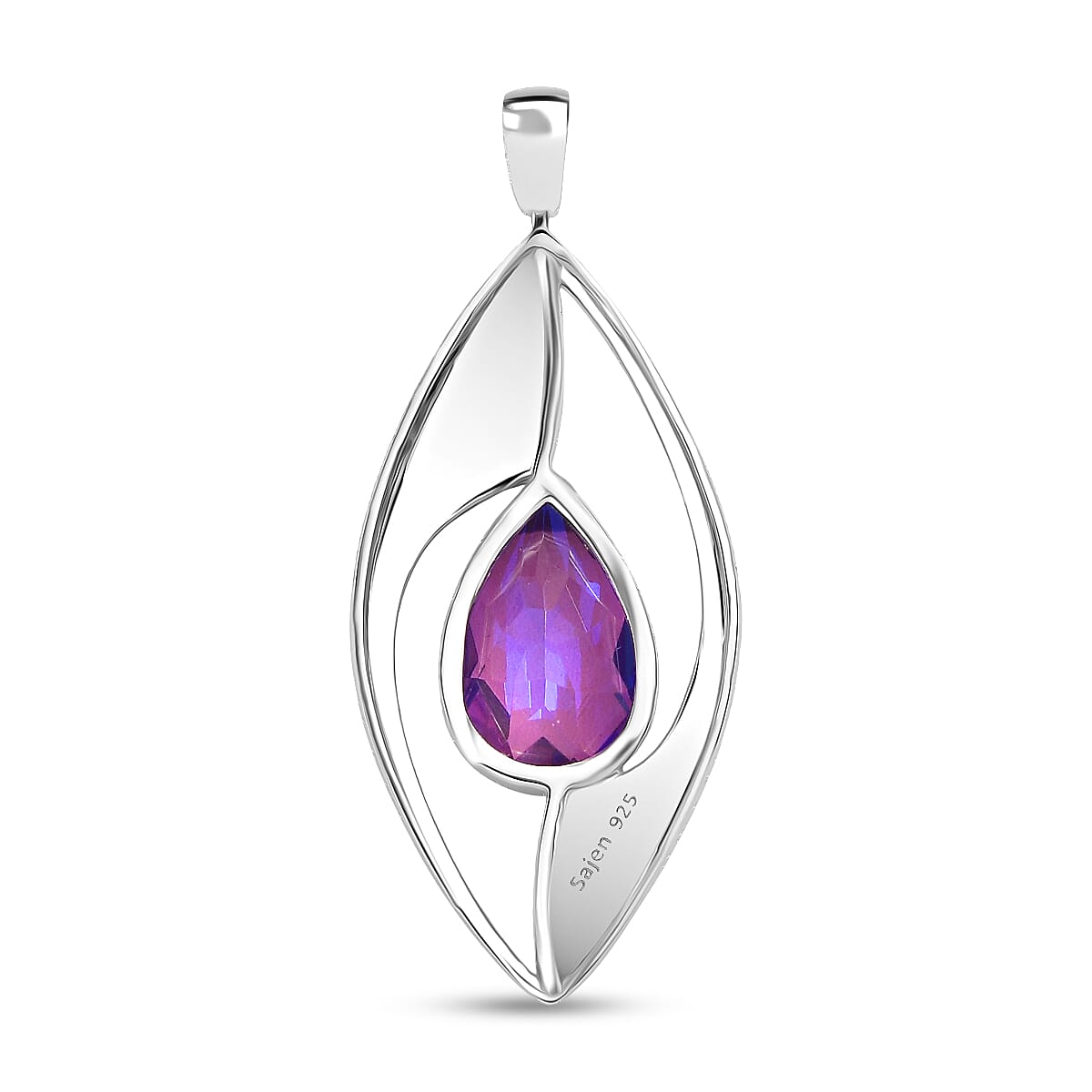 Sajen Silver - Pear Cut Rainbow Lavender Pendant in Rhodium Overlay Sterling Silver 1.00 Ct.