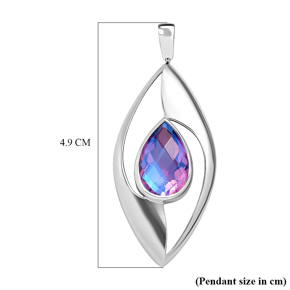 Sajen Silver - Pear Cut Rainbow Lavender Pendant in Rhodium Overlay Sterling Silver 1.00 Ct.