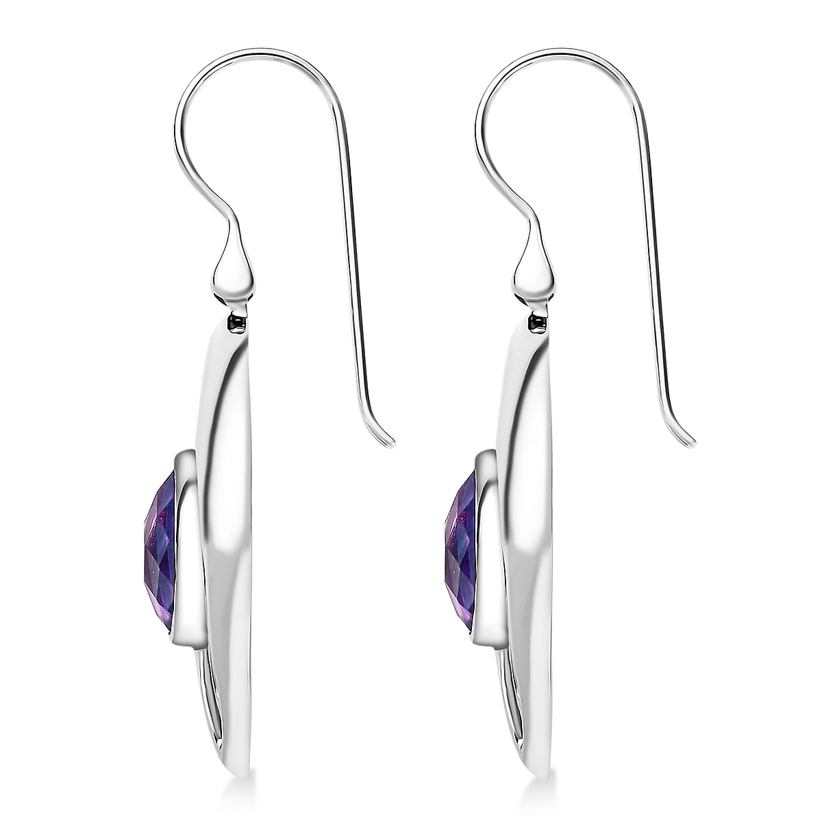 Sajen Silver Rainbow Lavender Earring with Hook in Rhodium Overlay Sterling Silver 6.55 Ct