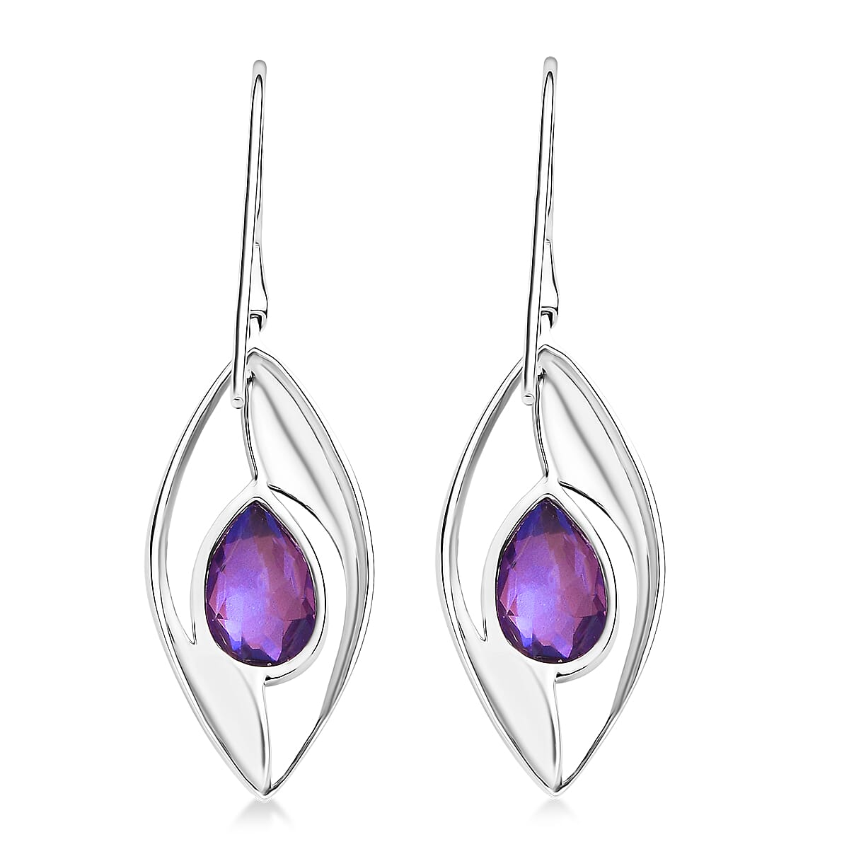 Sajen Silver Rainbow Lavender Earring with Hook in Rhodium Overlay Sterling Silver 6.55 Ct