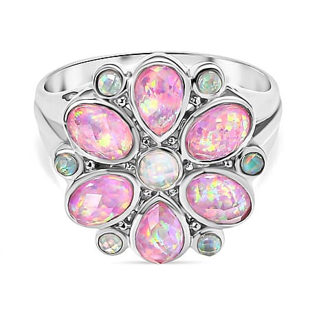 Sajen Silver Opal Doublet Ring in Rhodium Overlay Sterling Silver 3.33 Ct.