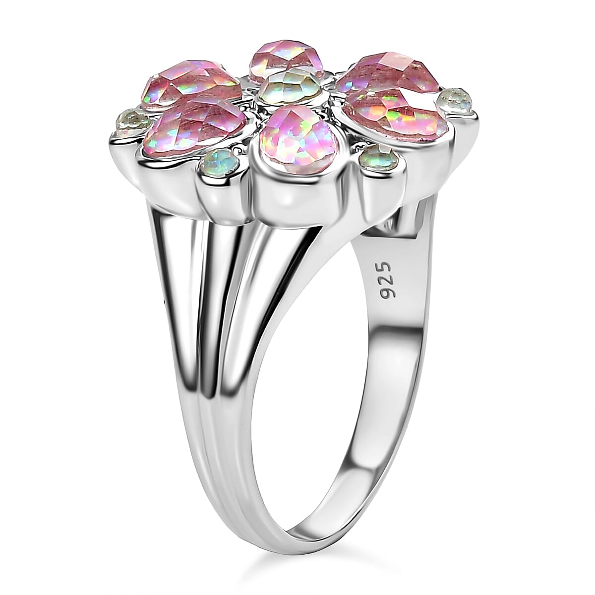 Sajen Silver Opal Doublet Ring in Rhodium Overlay Sterling Silver 3.33 Ct.