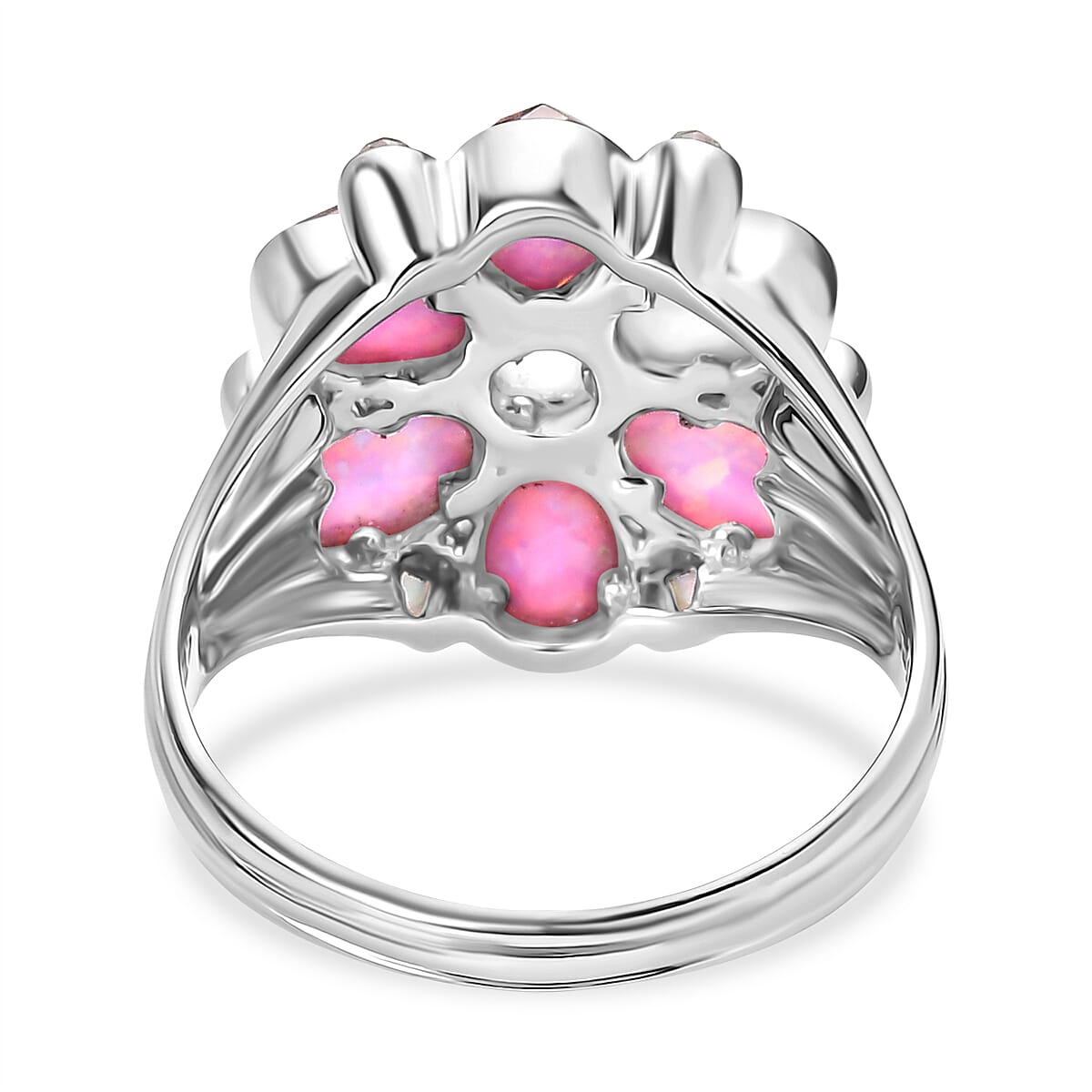 Sajen Silver Opal Doublet Ring in Rhodium Overlay Sterling Silver 3.33 Ct.