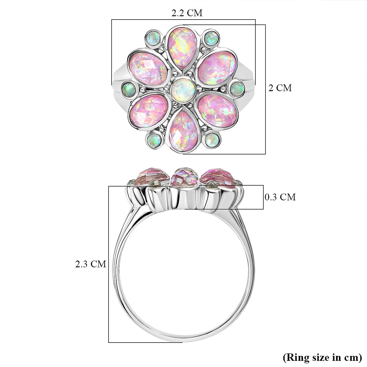 Sajen Silver Opal Doublet Ring in Rhodium Overlay Sterling Silver 3.33 Ct.