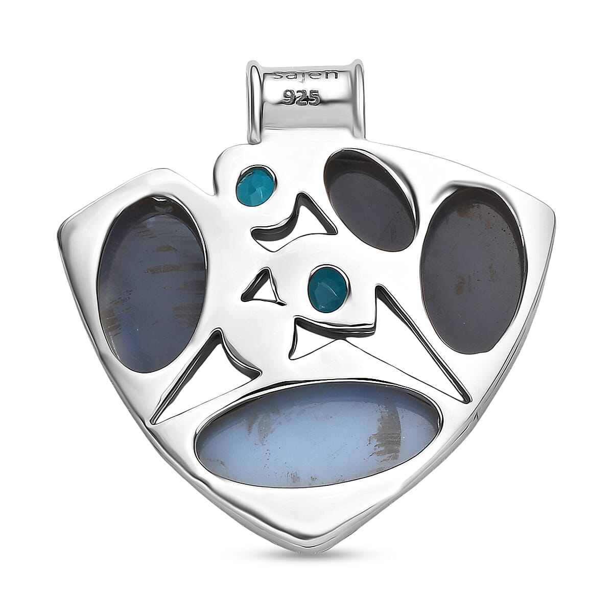 Sajen Silver Paraiba Triplet Quartz & Drusy Agate Pendant in Rhodium Overlay Sterling Silver 10.88 Ct