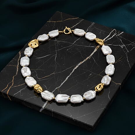 Designer Inspired - White Keshi Pearl Necklace (Size 18)