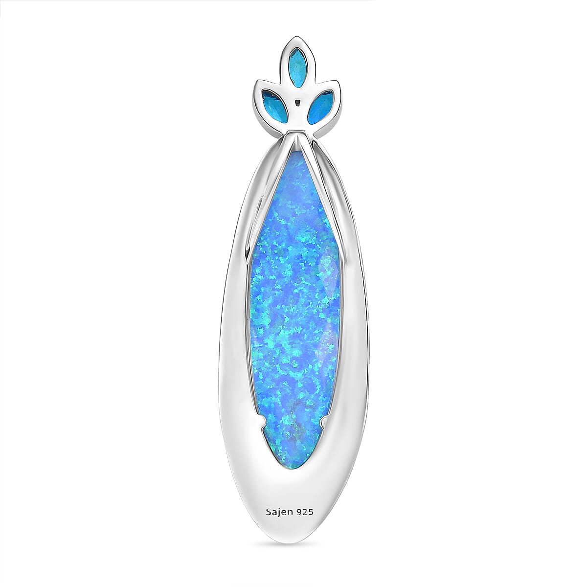 Sajen Silver- Opal Doublet & Paraiba Triplet Quartz Pendant in Rhodium Overlay Sterling Silver 19.30 Ct.