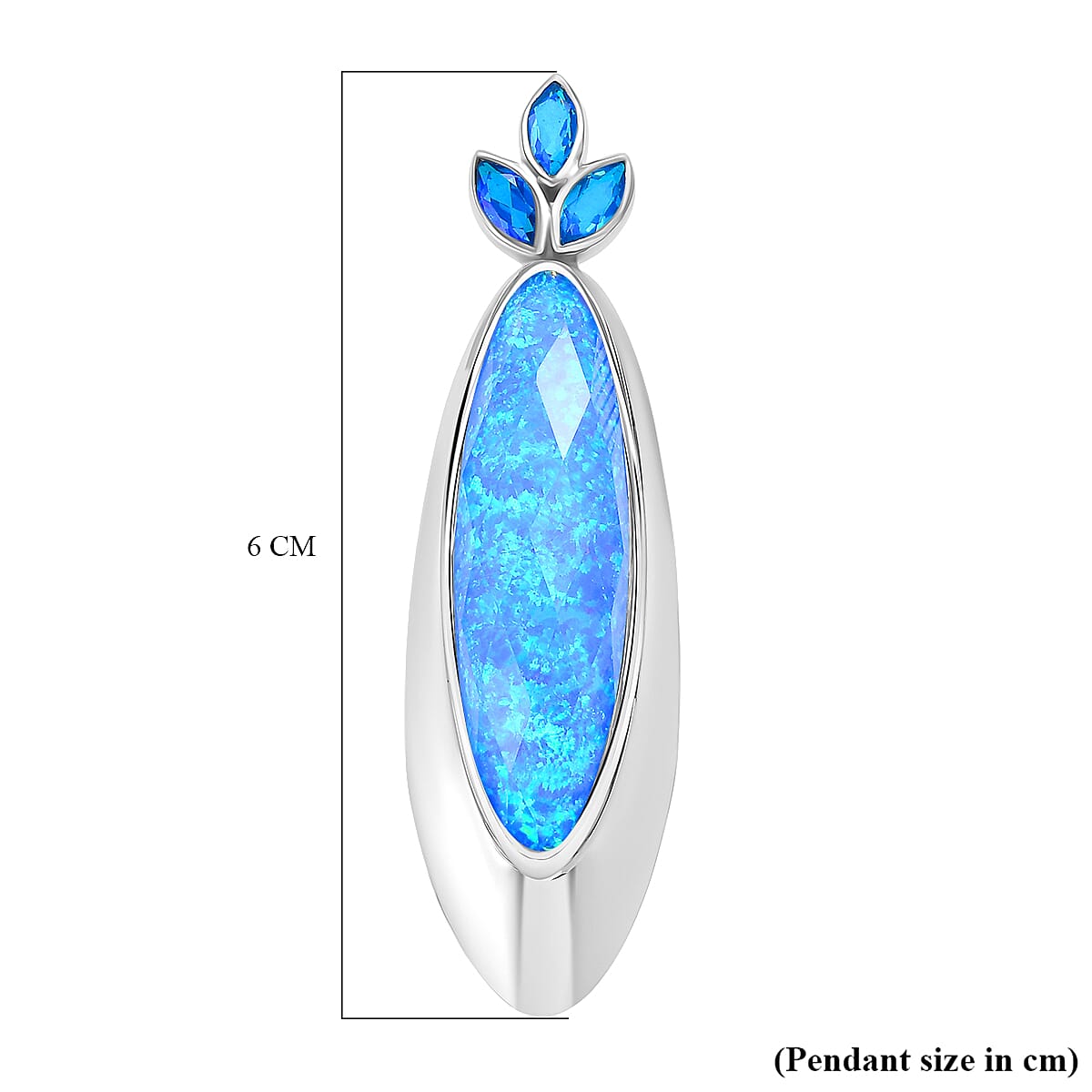 Sajen Silver- Opal Doublet & Paraiba Triplet Quartz Pendant in Rhodium Overlay Sterling Silver 19.30 Ct.