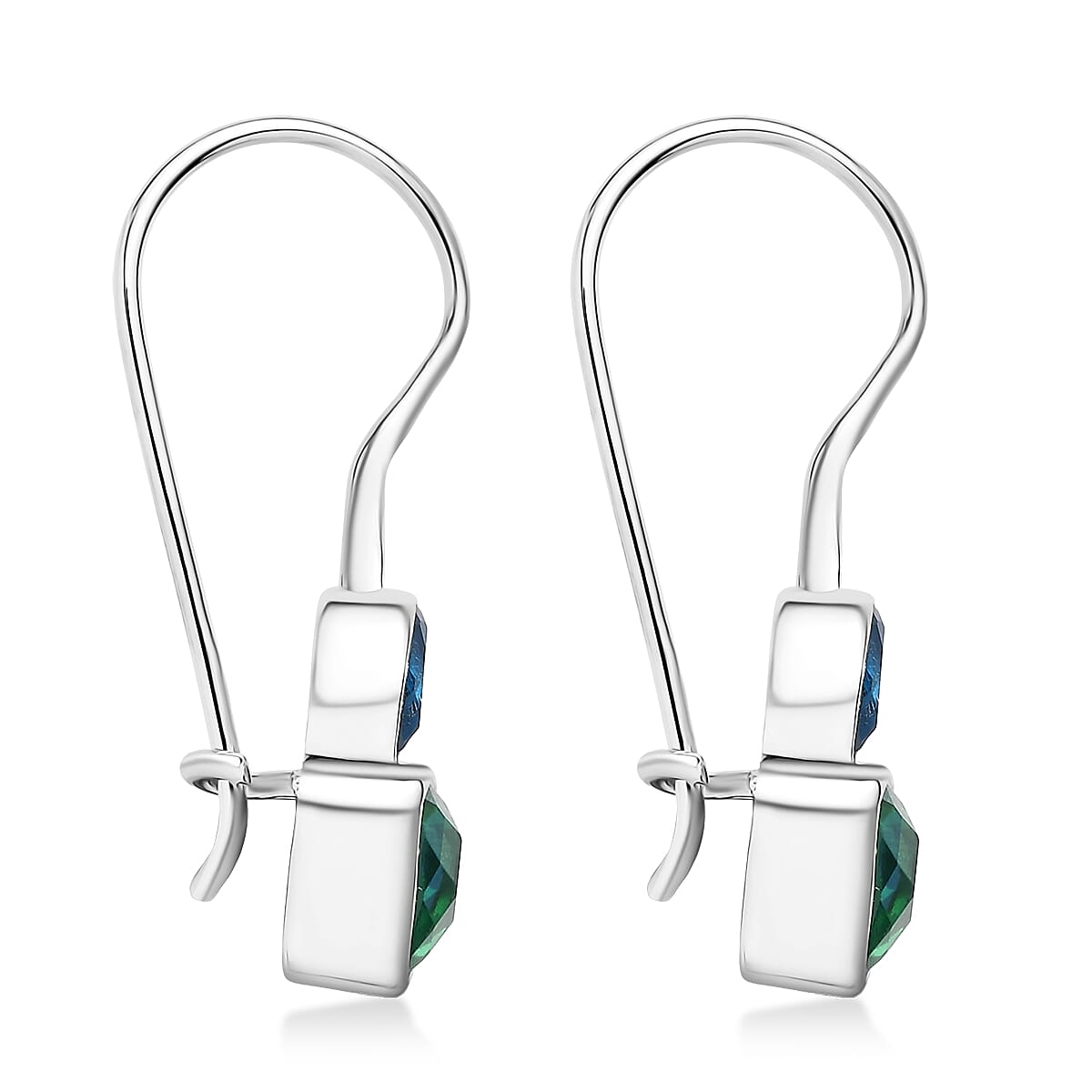 Sajen Silver Celestial Swiss Blue Mystic Quartz & Peacock Triplet Quartz Earring in Rhodium Overlay Sterling Silver 2.40 Ct.