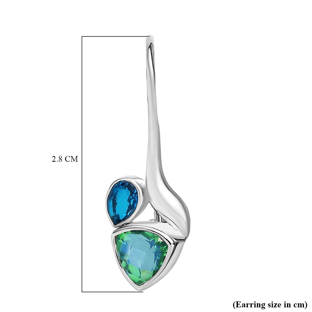 Sajen Silver Celestial Swiss Blue Mystic Quartz & Peacock Triplet Quartz Earring in Rhodium Overlay Sterling Silver 2.40 Ct.