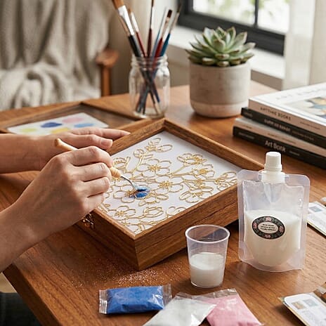 Floral Storage Box (Size 23x15x6 cm) - Multi Color & Brown