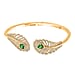 Green Cubic Zirconia, White Cubic Zirconia Cuff Bangle Pure Yellow Brass  1.900  Ct.