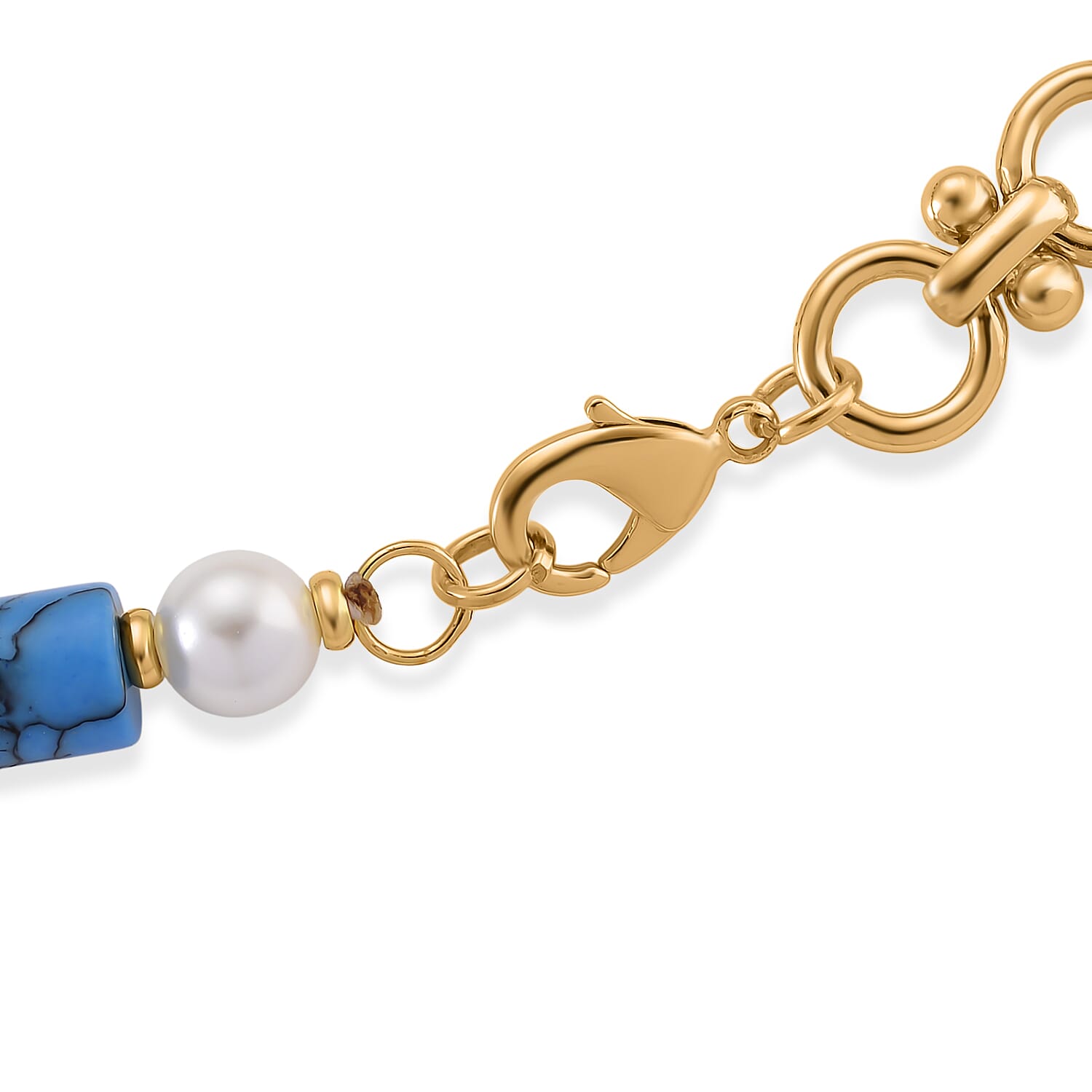 Blue Howlite & White Shell Pearl Beads Necklace (Size - 20) 140.00 Ct.