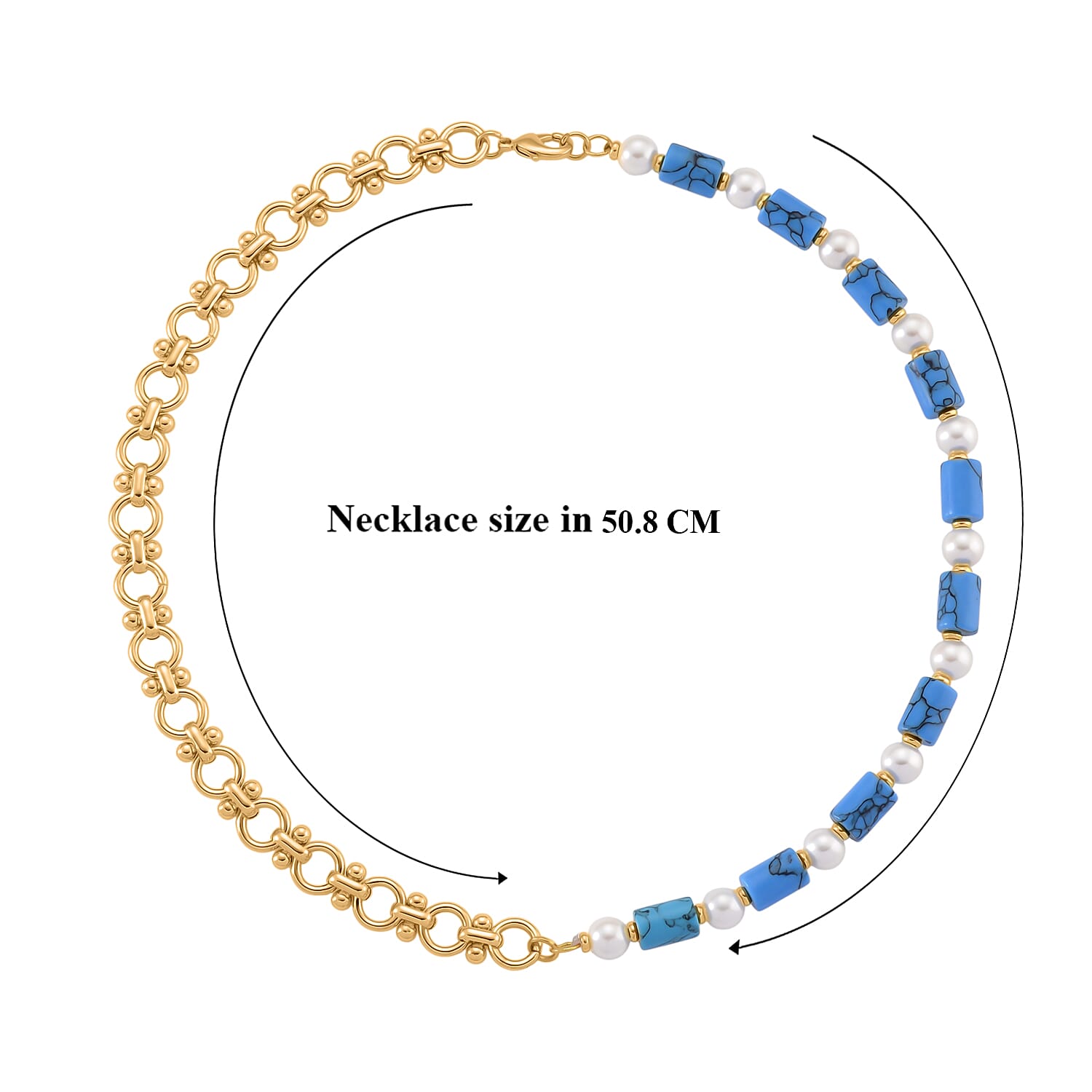 Blue Howlite & White Shell Pearl Beads Necklace (Size - 20) 140.00 Ct.