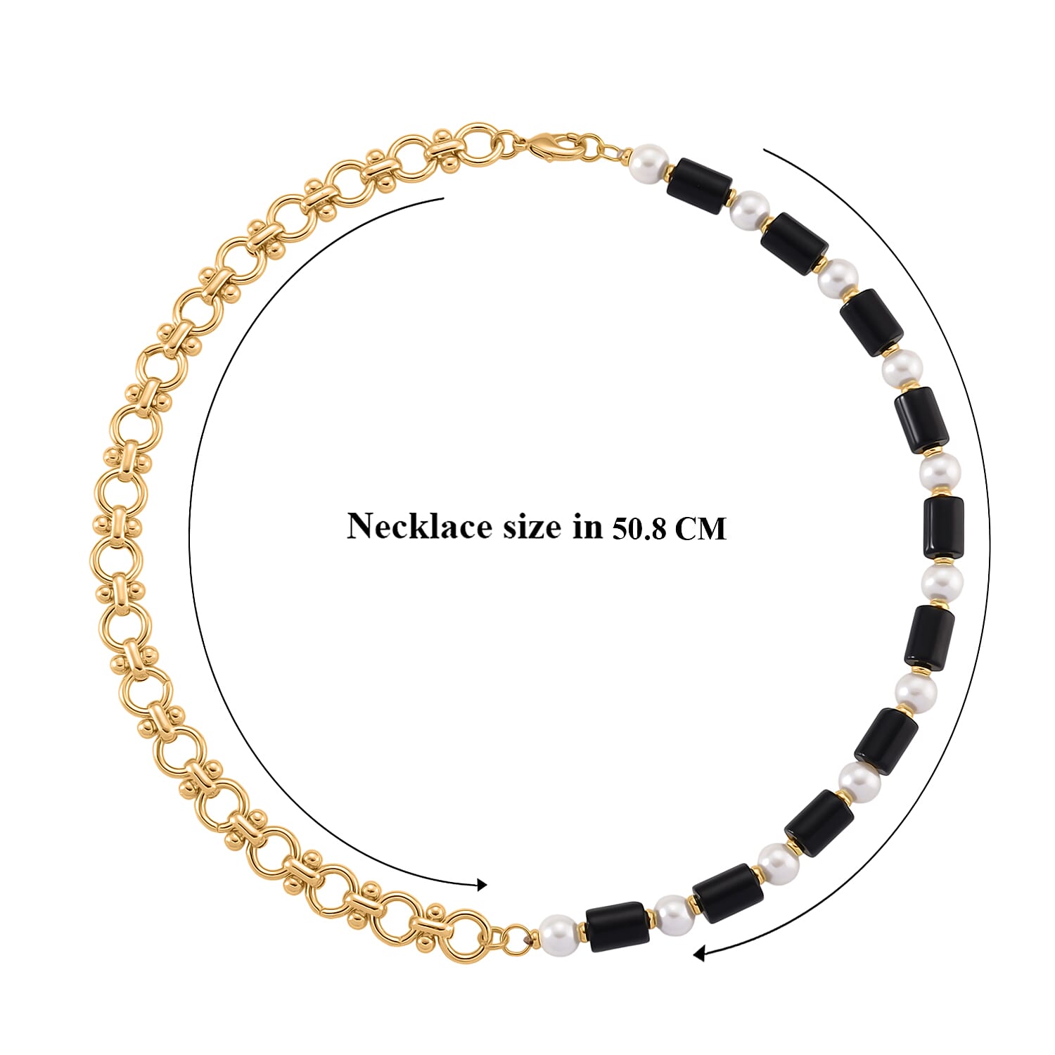 Black Obsidian, White Shell Pearl Beads Necklace (Size - 20)  140.00 Ct.