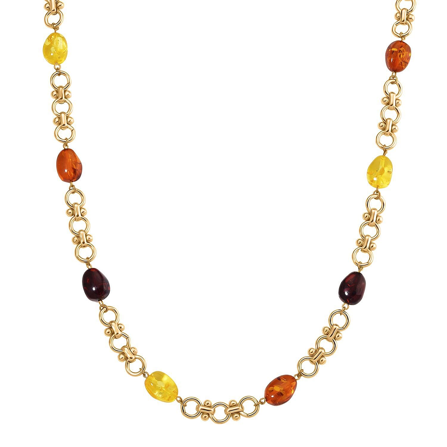 Simulated Multi Color Amber Beads Necklace (Size 20 - 2 Ext) 80.00 Ct.