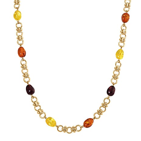 Simulated Multi Color Amber Beads Necklace (Size 20 - 2 Ext) 80.00 Ct.