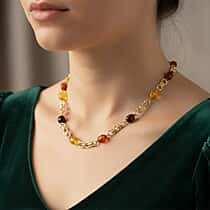 Designer Inspired - Simulated Multi Colour Amber Necklace (Size 20 - 2 Ext)
