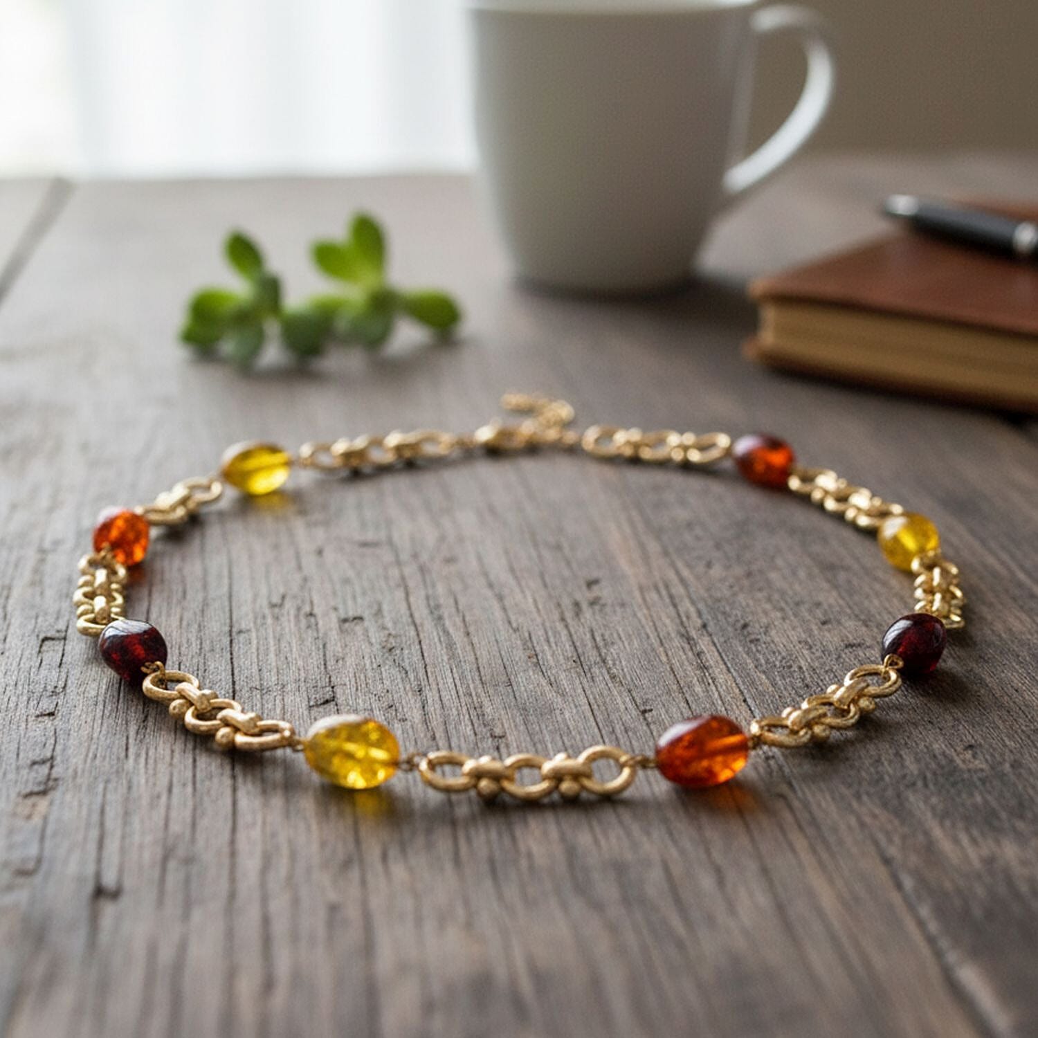 Simulated Multi Color Amber Beads Necklace (Size 20 - 2 Ext) 80.00 Ct.