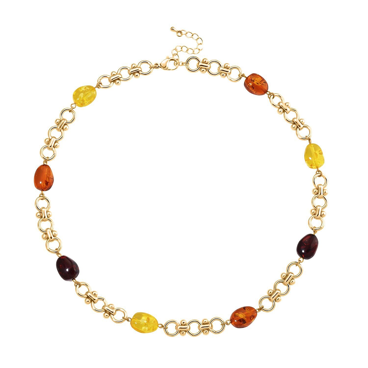 Simulated Multi Color Amber Beads Necklace (Size 20 - 2 Ext) 80.00 Ct.