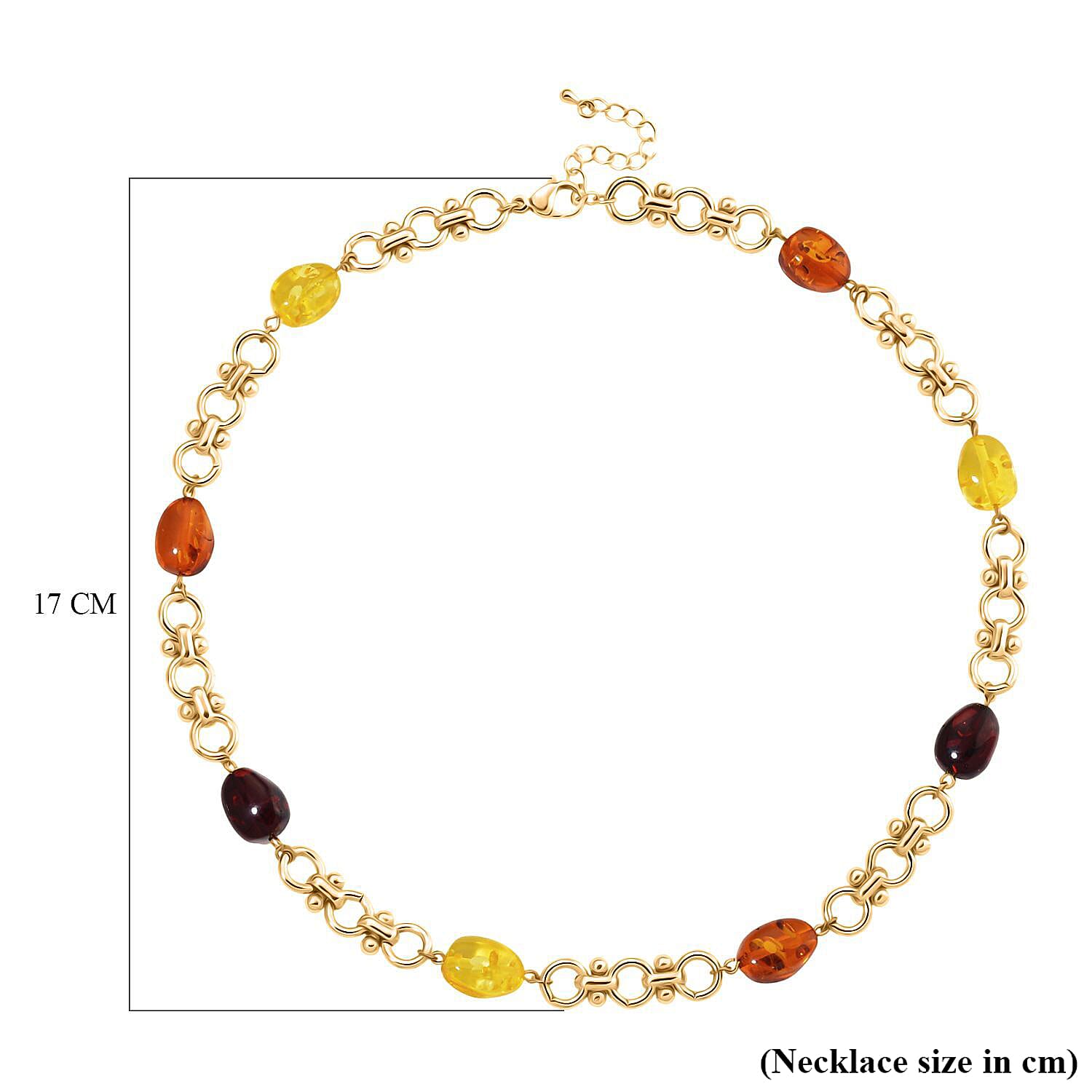 Simulated Multi Color Amber Beads Necklace (Size 20 - 2 Ext) 80.00 Ct.