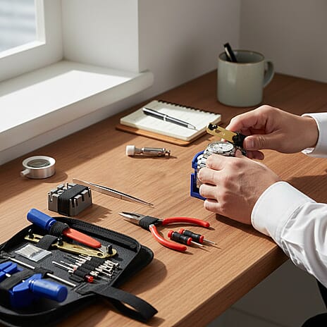 Majesty DIY Watch Repair Tool Kit - Professional Link Remover, Case Opener - Screwdriver Set with 10 Bonus, 626 Batteries and Spare Pins - Black