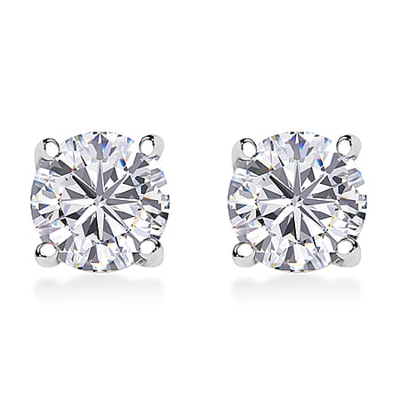 4 Ct. Lab Grown Diamond Stud, Solitaire Earrings in 14K White Gold, EGL Certified