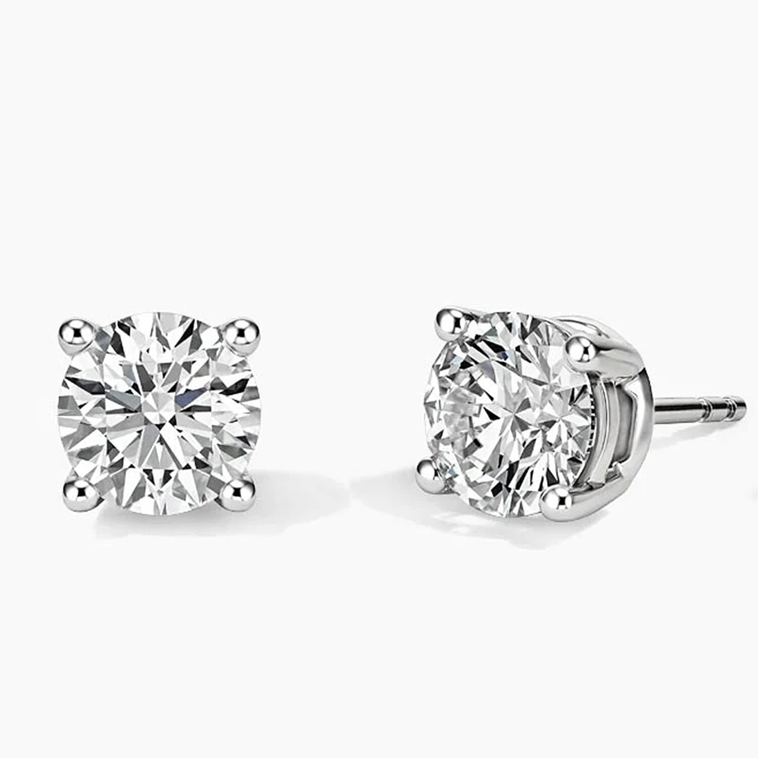 14K White Gold EGL Certified Lab Grown Diamond(VVS-D-E) Stud Push Back Earrings 4.00 Ct.