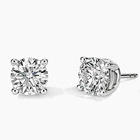 14K White Gold EGL Certified Lab Grown Diamond(VVS-D-E) Stud Push Back Earrings 4.00 Ct.