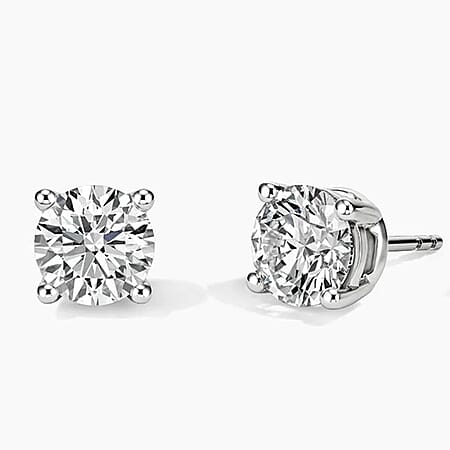 4 Ct. Lab Grown Diamond Stud, Solitaire Earrings in 14K White Gold, EGL Certified 4 Ct. Lab Grown Diamond Stud, Solitaire Earrings in 14K White Gold, EGL Certified