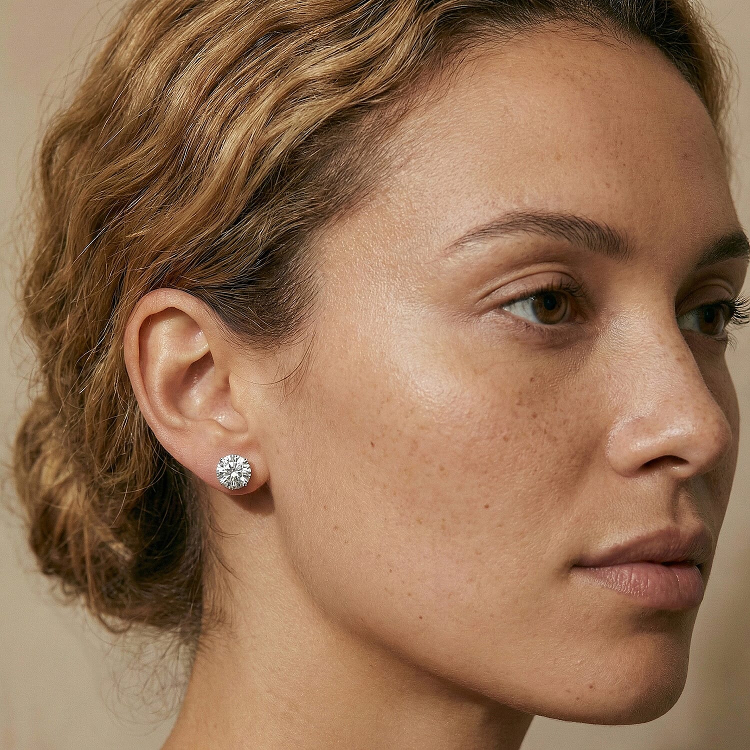 14K White Gold EGL Certified Lab Grown Diamond(VVS-D-E) Stud Push Back Earrings 4.00 Ct.