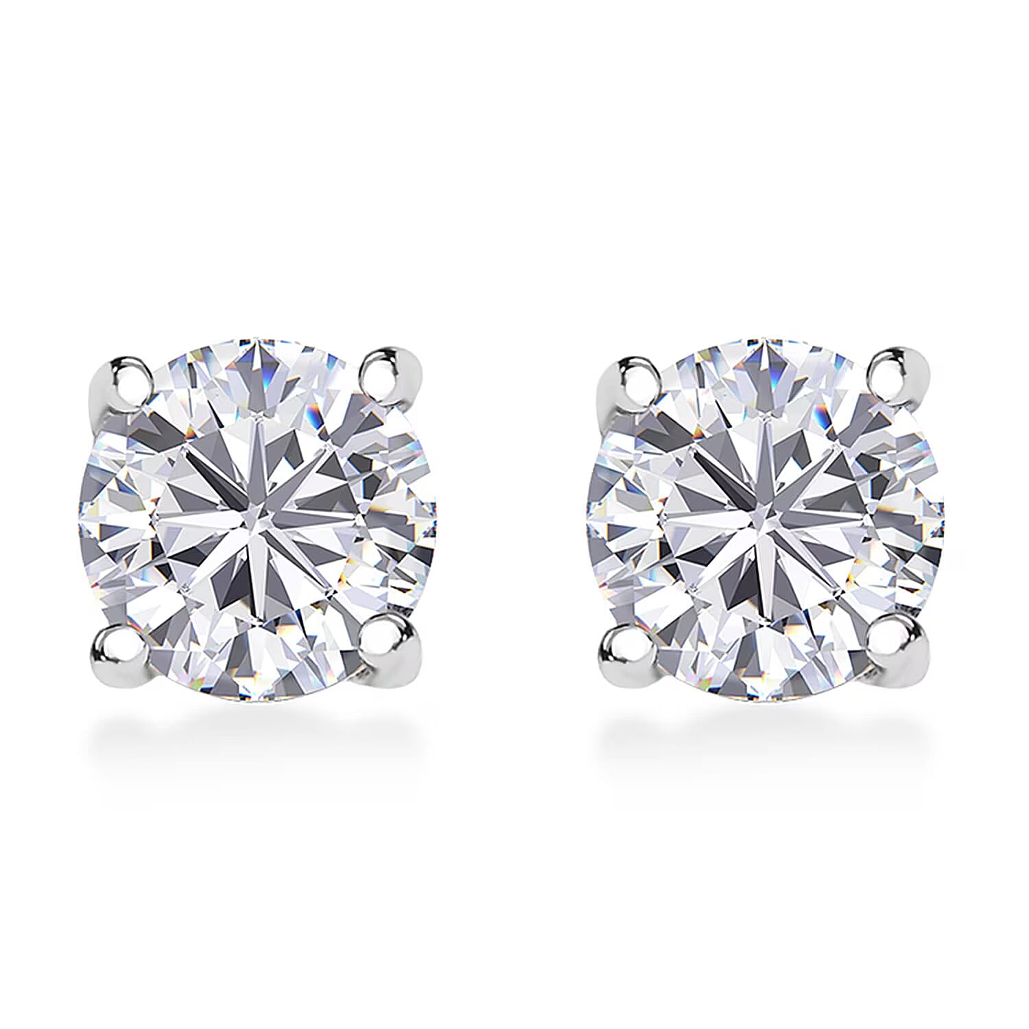 14K White Gold EGL Certified Lab Grown Diamond(VVS-D-E) Stud Push Back Earrings 4.00 Ct.