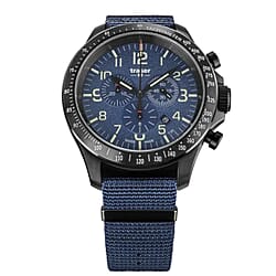 TRASER P67 Officer Chrono Swiss Made Quartz 10ATM WR Blue Dial - Black Case Mens Watch with Blue NATO Fabric Strap