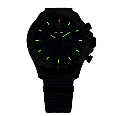 TRASER P67 Officer Chrono Swiss Made Quartz 10ATM WR Blue Dial - Black Case Mens Watch with Blue NATO Fabric Strap