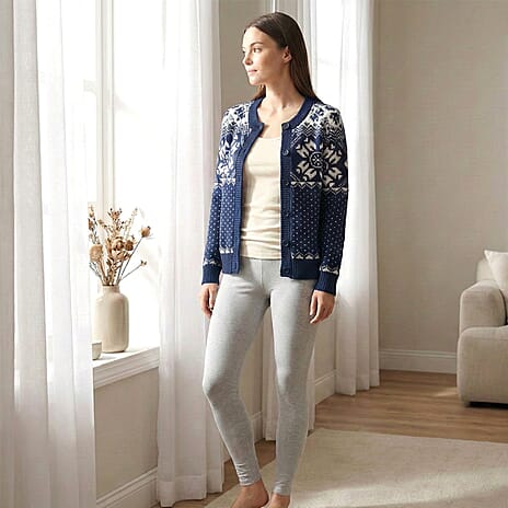 Close Out Collection Snowflakes Super Soft Cardigan (Size S) - Navy