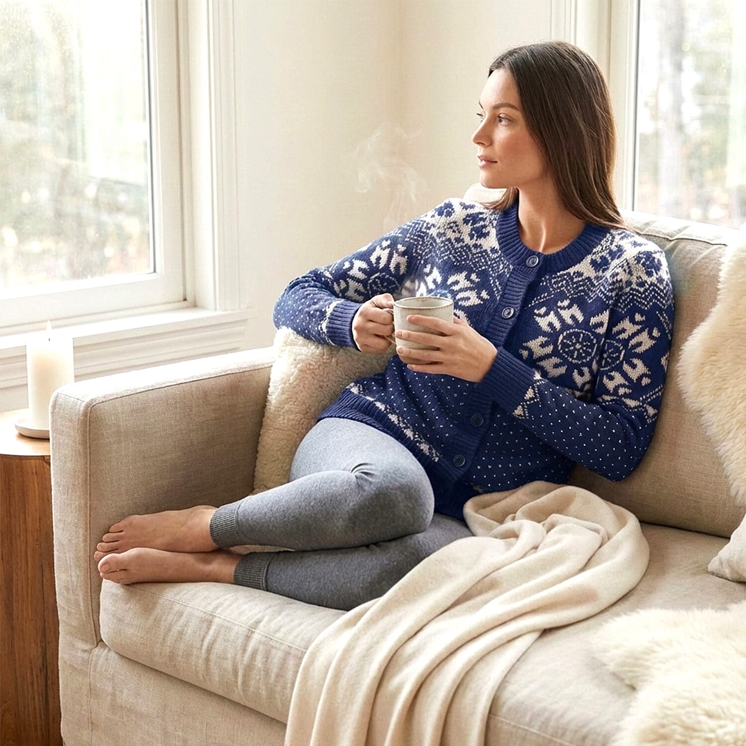 Close Out Collection Snowflakes Super Soft Cardigan 