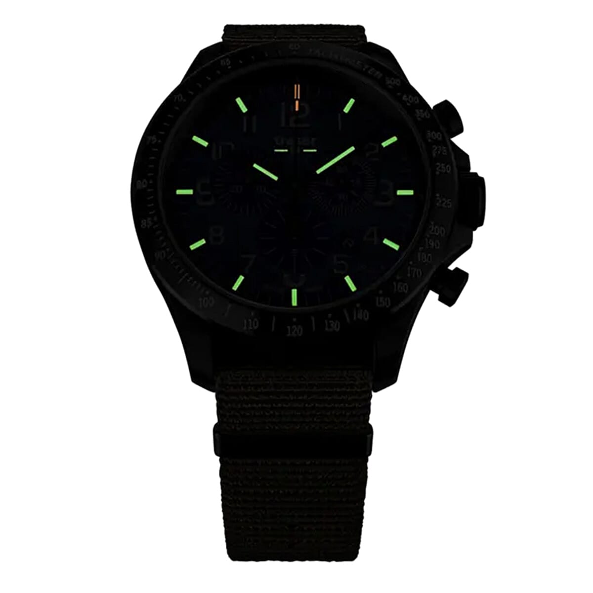 TRASER P67 Officer Chrono Swiss Made Quartz 10ATM WR Khaki Dial - Black Case Mens Watch with Khaki NATO Fabric Strap