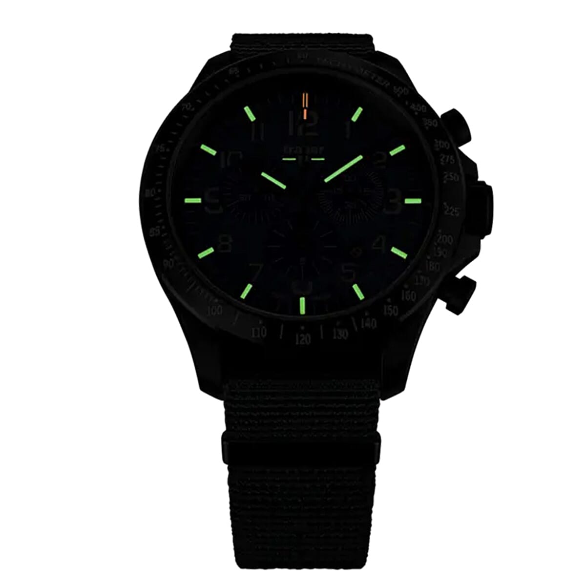 TRASER P67 Officer Chrono Swiss Made Quartz 10ATM WR Green Dial - Black Case Mens Watch with Green NATO Fabric Strap