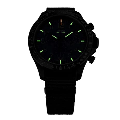 TRASER P67 Officer Chrono Swiss Made Quartz 10ATM WR Black Dial - Black Case Mens Watch with Black NATO Fabric Strap