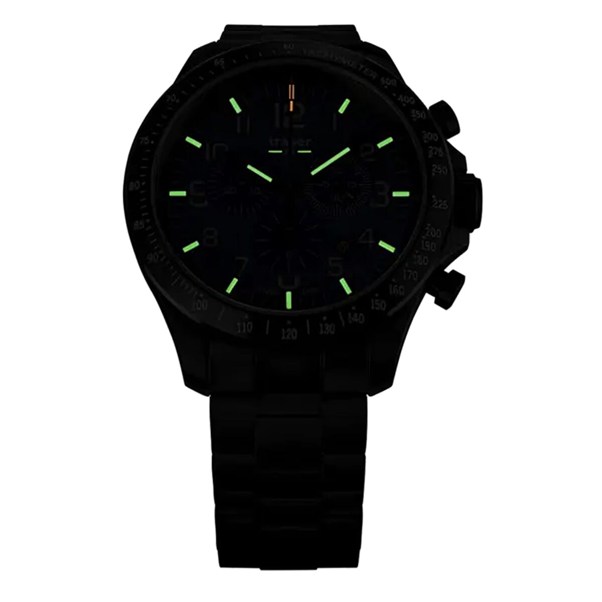 TRASER P67 Officer Chrono Swiss Made Quartz 10ATM WR Khaki Dial - Black Case Mens Watch with Khaki Stainless Steel Strap