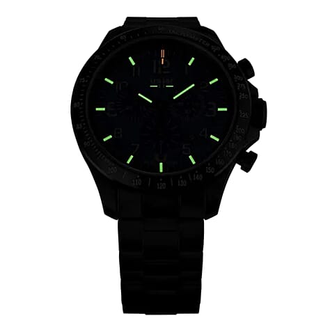 TRASER P67 Officer Chrono Swiss Made Quartz 10ATM WR Black Dial - Black Case Mens Watch with Black Stainless Steel Strap