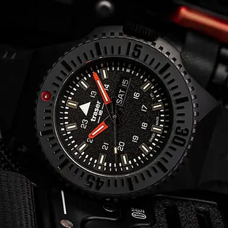 TRASER P69 Black Stealth Swiss Made Quartz 20ATM WR Black Dial - Black Case Mens Watch with Black Stainless Steel Strap