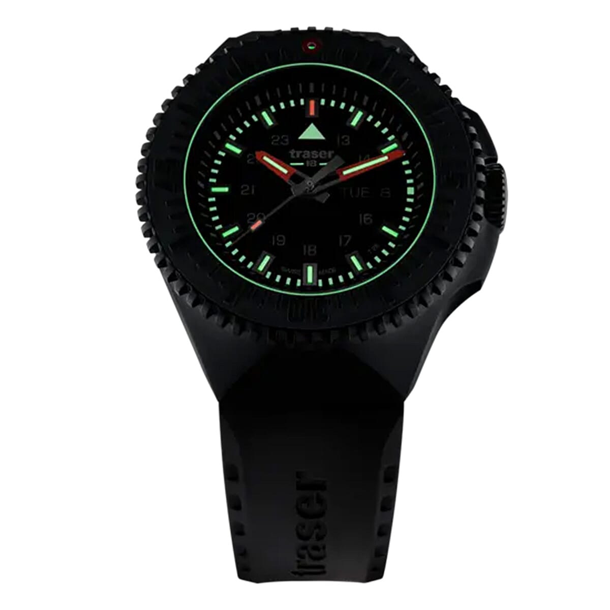 TRASER P69 Black Stealth Swiss Made Quartz 20ATM WR Black Dial - Black Case Mens Watch with Black Stainless Steel Strap