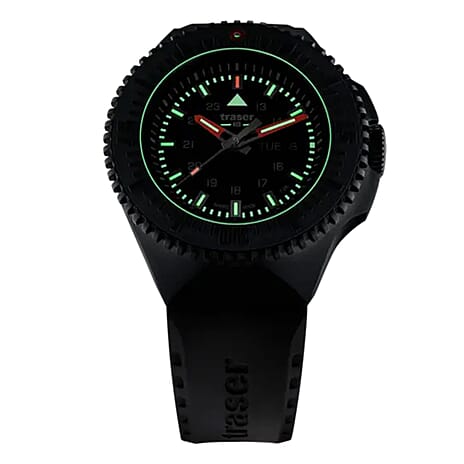 TRASER P69 Black Stealth Swiss Made Quartz 20ATM WR Black Dial - Black Case Mens Watch with Black Stainless Steel Strap
