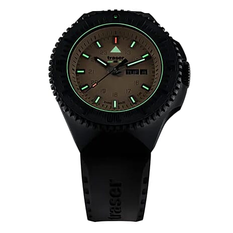 TRASER P69 Black Stealth Swiss Made Quartz 20ATM WR Sand Dial - Black Case Mens Watch with Black Stainless Steel Strap