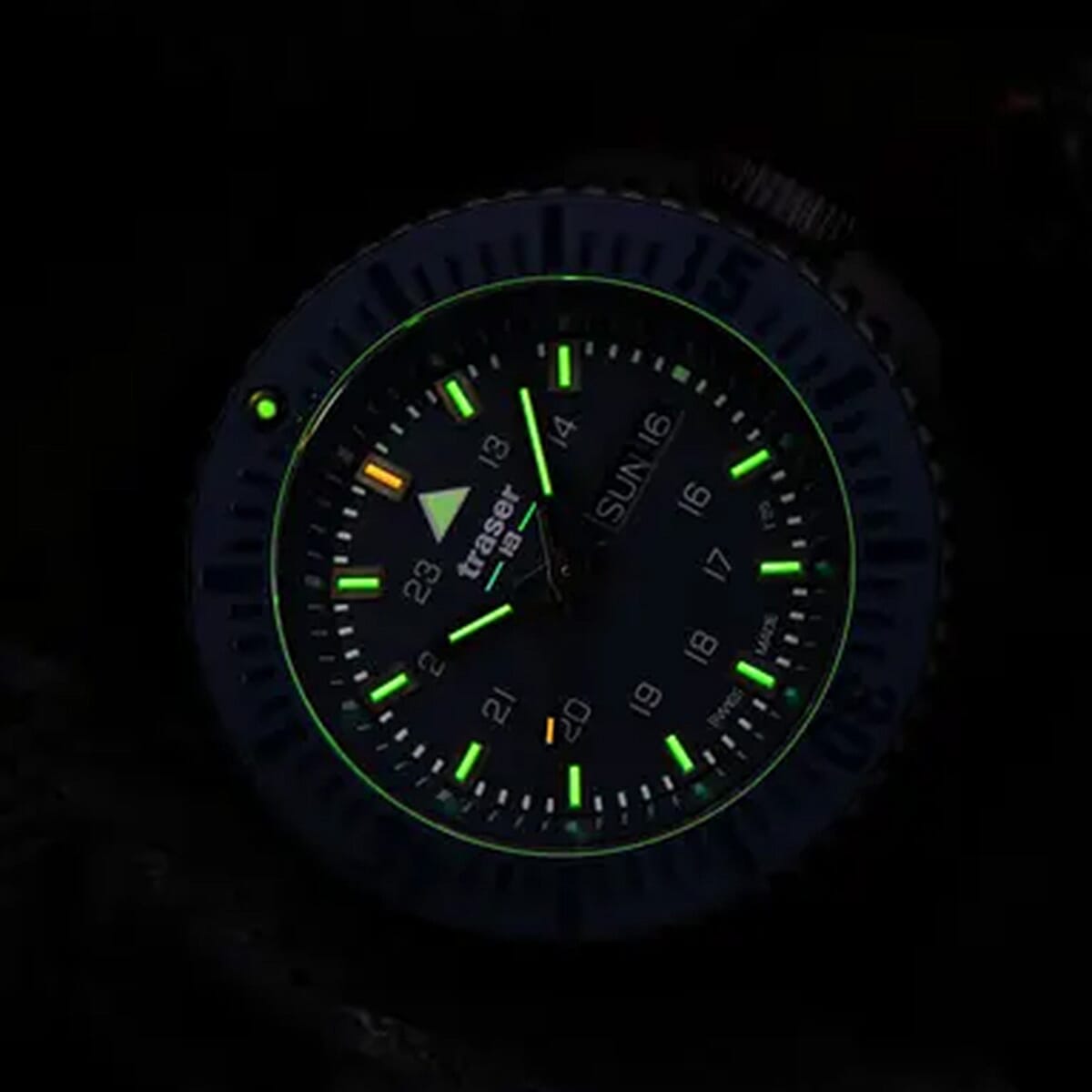 BRAND NEW -TRASER P69 Black Stealth Swiss Made Quartz 20ATM WR Blue Dial - Black Case Mens Watch with Black Silicone Strap