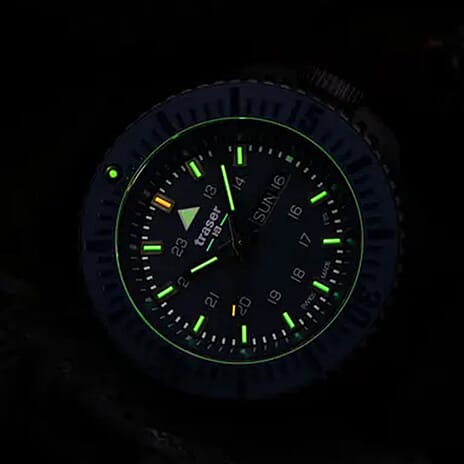 TRASER P69 Black Stealth Swiss Made Quartz 20ATM WR Blue Dial - Black Case Mens Watch with Black Stainless Steel Strap