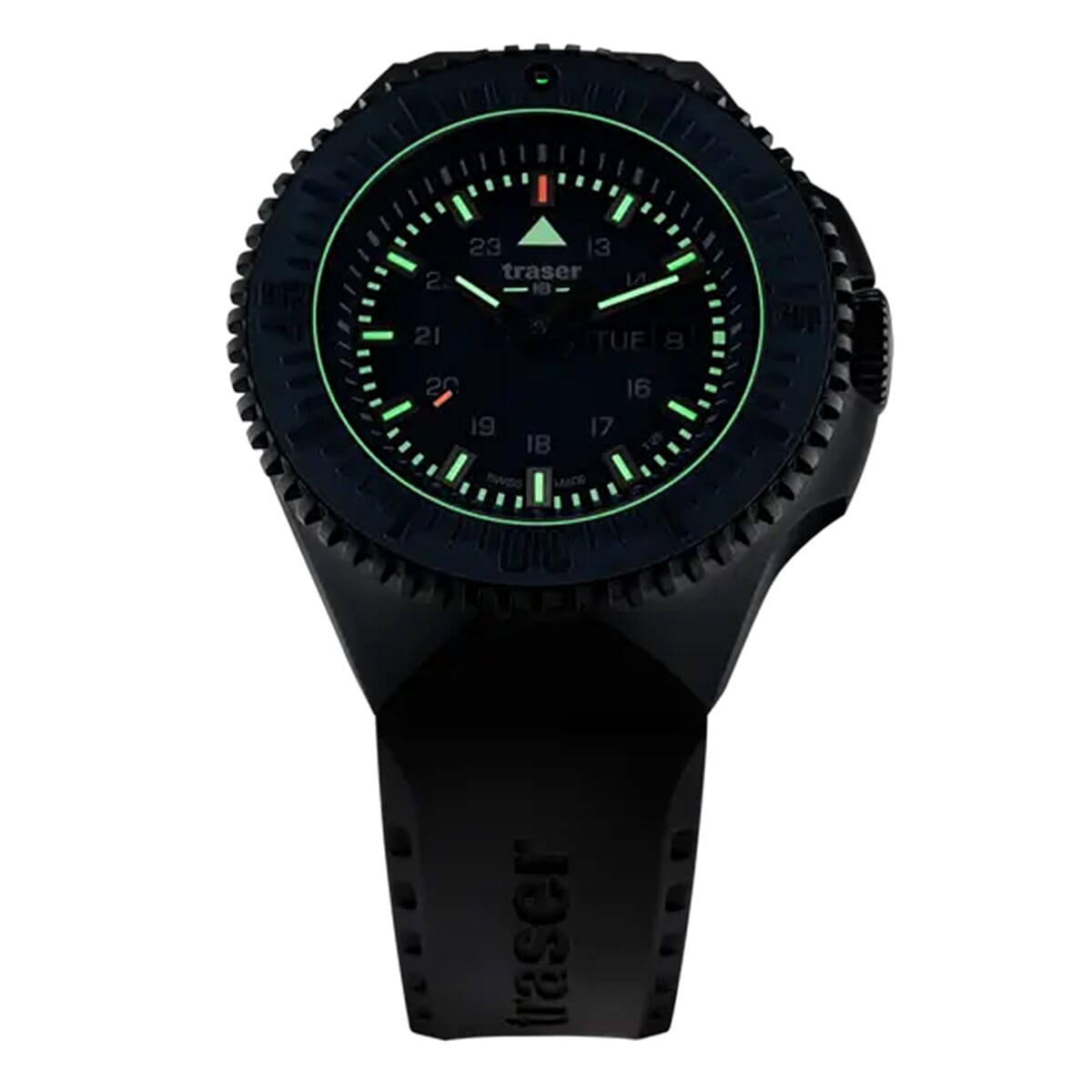 BRAND NEW -TRASER P69 Black Stealth Swiss Made Quartz 20ATM WR Blue Dial - Black Case Mens Watch with Black Silicone Strap