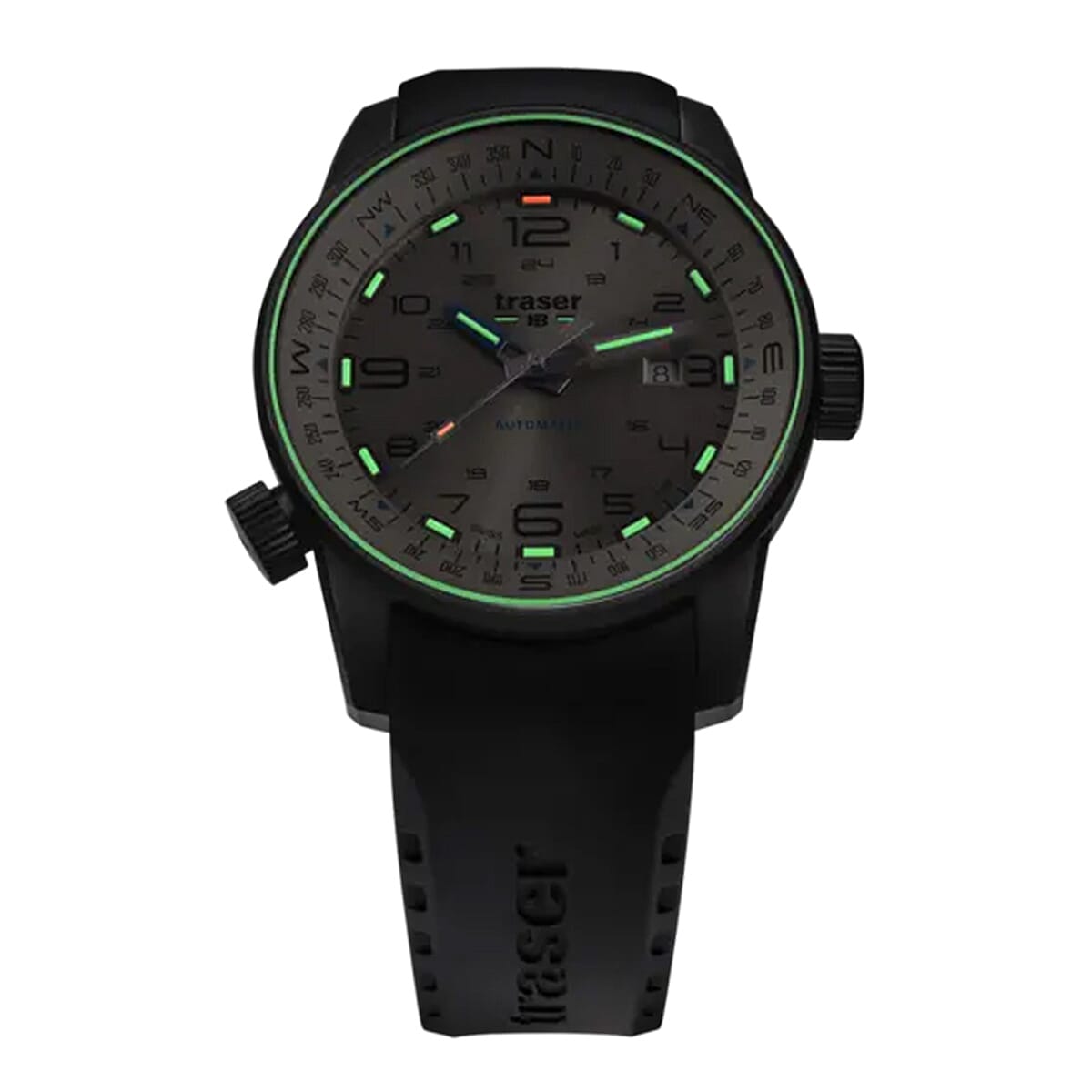 TRASER P68 Pathfinder Automatic Swiss Made Automatic 20ATM WR Beige Dial - Black Case Mens Watch with Black Rubber Strap