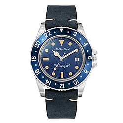 BLACK FRIDAY DEAL - MATHY TISSOT Mathy Vintage Quartz Ronda 505 Movt. 10ATM WR Blue Dial Mens Watch with a Leather Strap